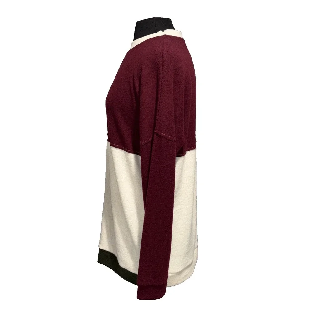 NEW Shana Right to‎ Education Color Block Tunic Sweater Sz M Burgandy Green Soft - Picture 5 of 8